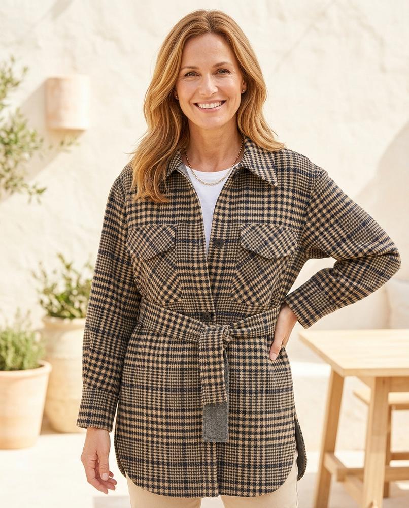 Ulla Fashion - Lolan | Karierte Gegürtete Jacke Damen