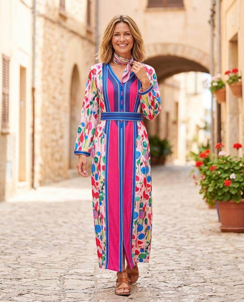 Ulla Fashion - Codar | Langärmliges Gemustertes Kleid Damen