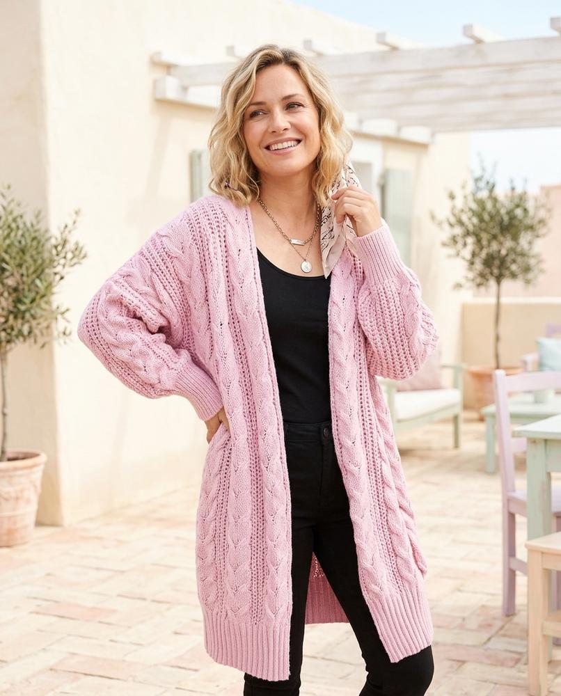 Ulla Fashion - Raren | Langer Zopfmuster Cardigan Damen