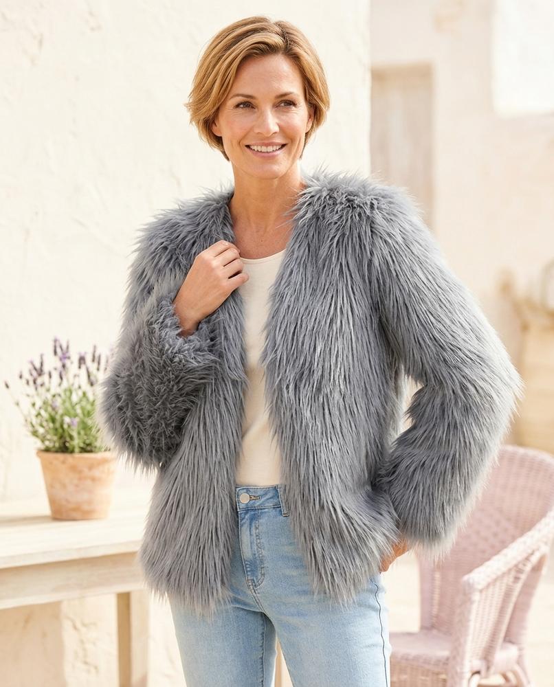 Ulla Fashion - Kamon | Langhaarig Verschlusslos Jacke Damen
