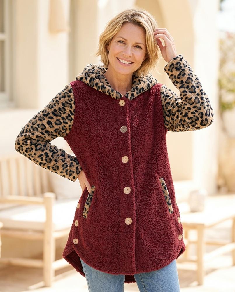 Ulla Fashion - Nevel | Gemustert Geknöpft Mantel Damen
