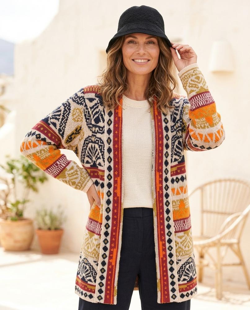 Ulla Fashion - Nimar | Gemusterter Langer Cardigan Damen