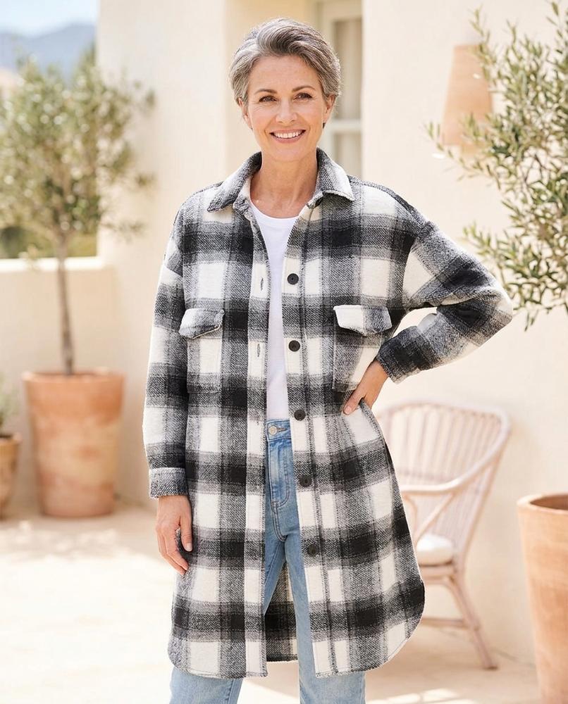 Ulla Fashion - Arnal | Kariert Langgeschnitten Mantel Unisex