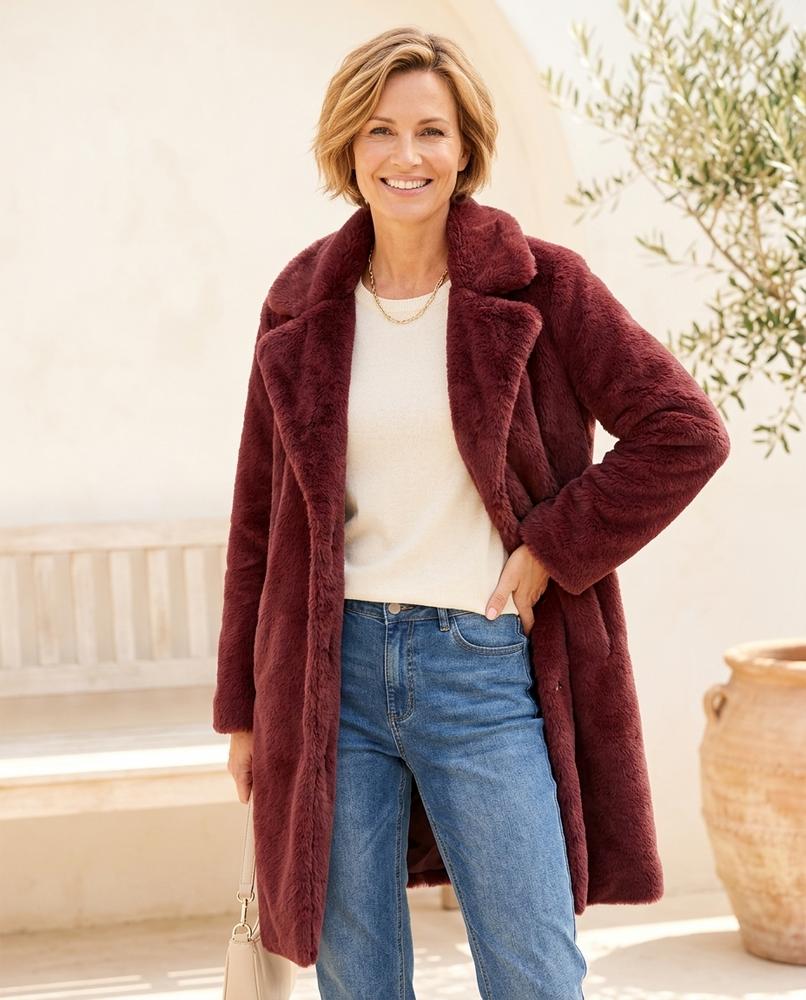 Ulla Fashion - Nimel | Plüschiger Langer Mantel Damen