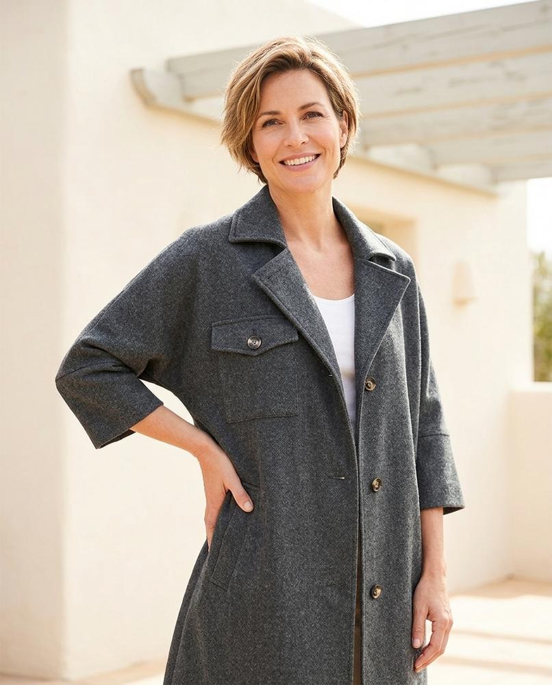 Ulla Fashion - Maken | Weit Geschnittener Filzartiger Mantel Damen
