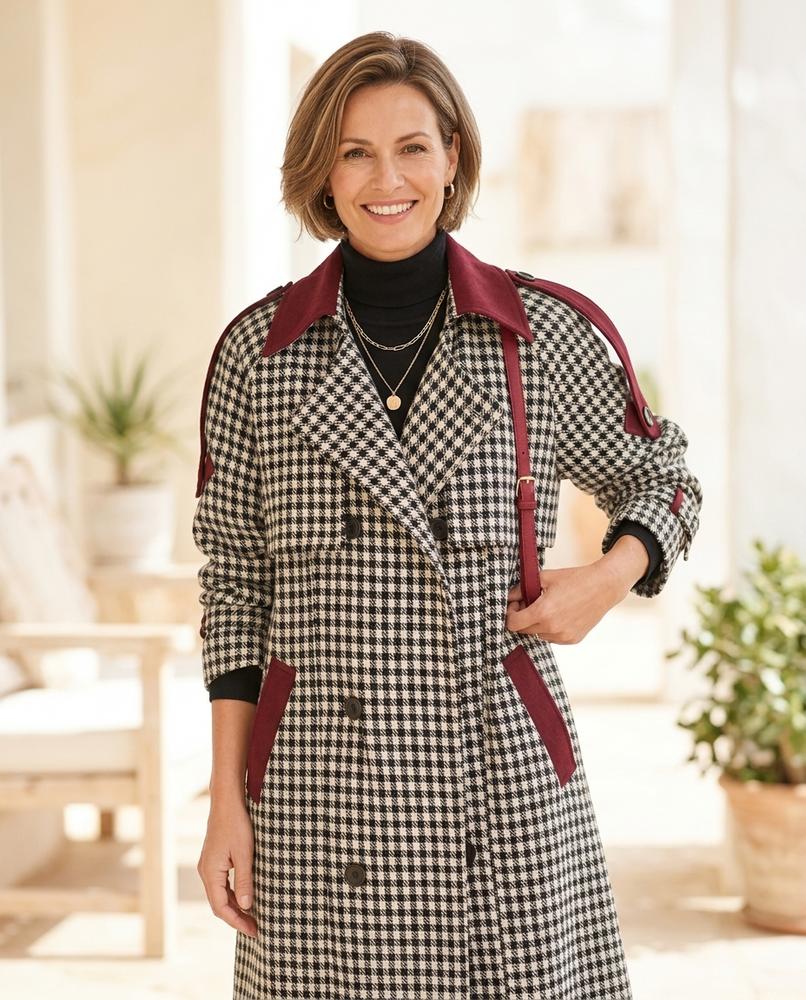 Ulla Fashion - Talor | Zweireihiger Karierter Mantel Damen