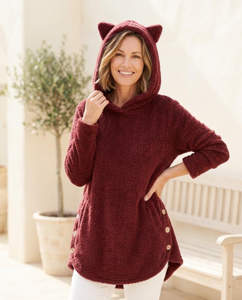 Ulla Fashion - Arral | Plüschiger Asymmetrischer Hoodie Damen