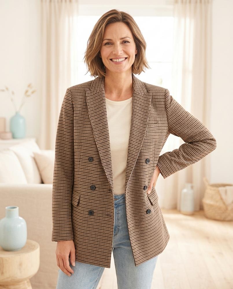 Ulla Fashion - Zemel | Kariert Doppelreihig Sakko Damen