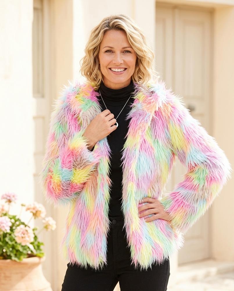 Ulla Fashion - Nevin | Mehrfarbig Zottelig Jacke Damen