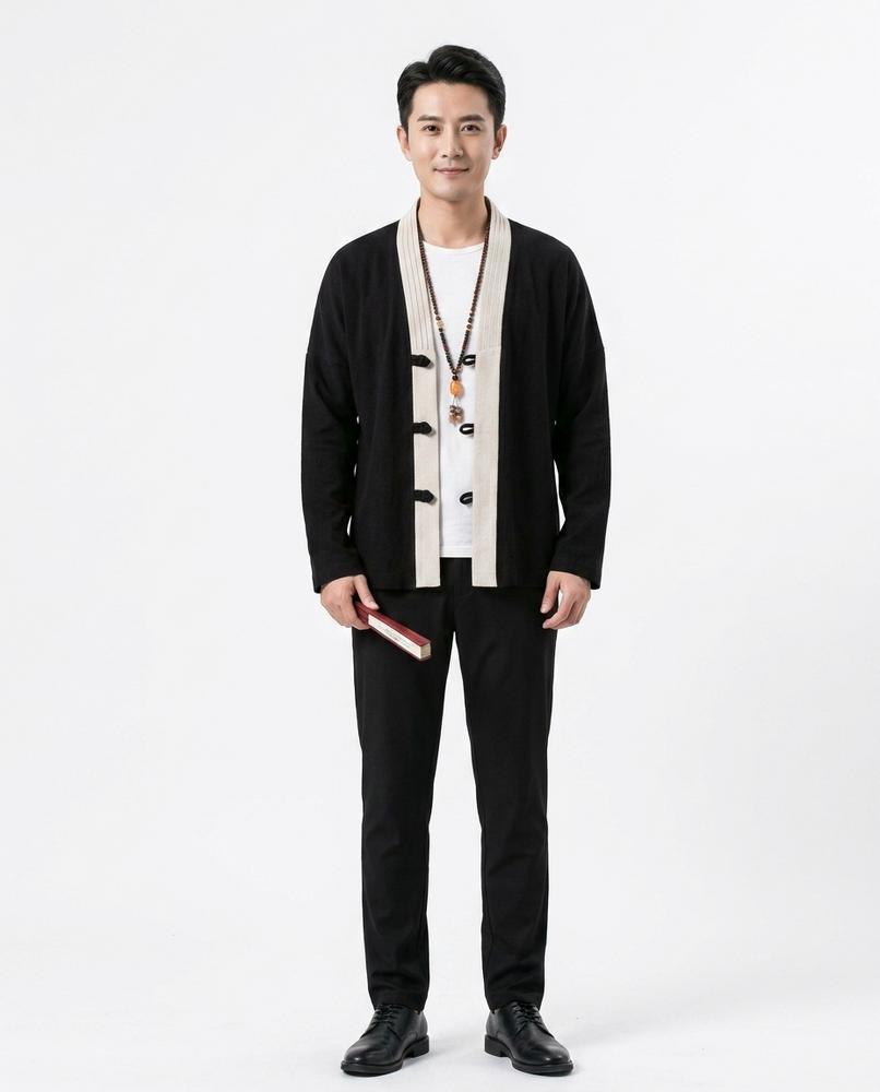 Ulla Fashion - Kemar | Kragenlos Strukturiert Cardigan Herren