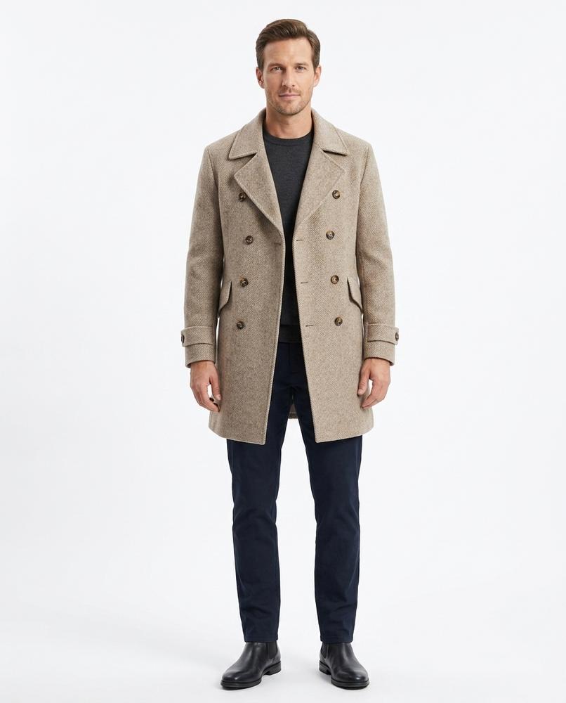Ulla Fashion - Nevan | Zweireihiger Strukturierter Mantel Herren