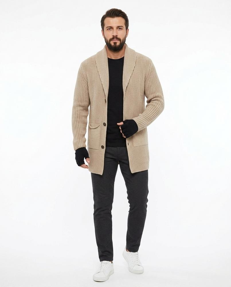 Ulla Fashion - Tarev | Gerippt Langgeschnitten Cardigan Herren