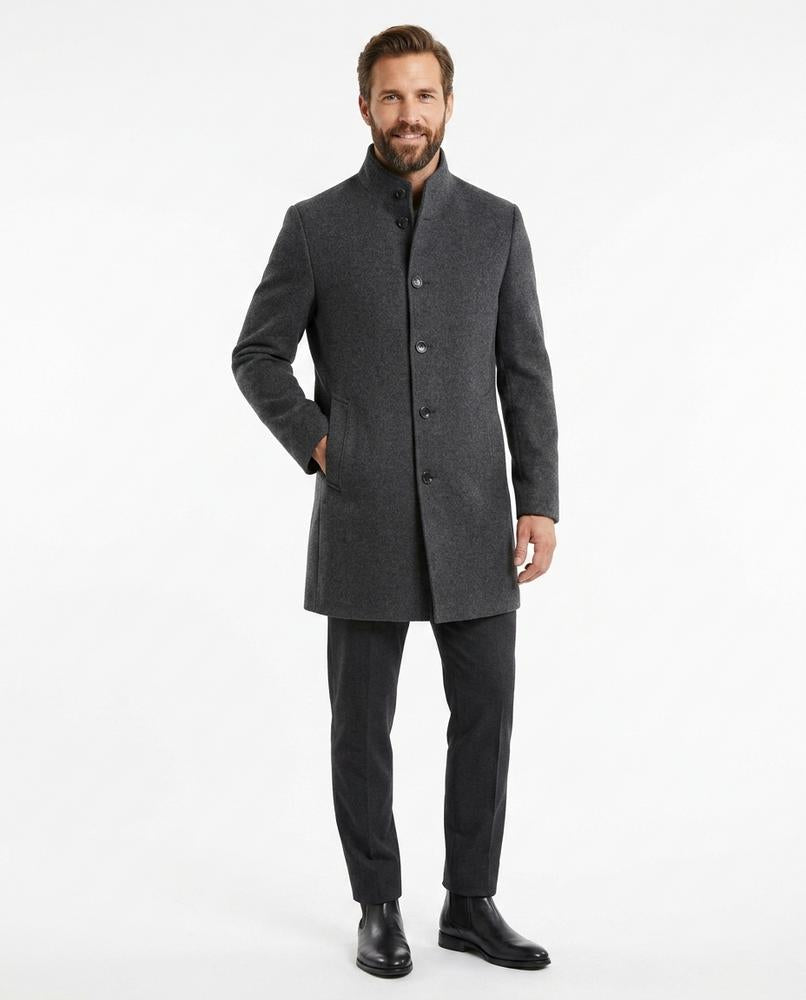 Ulla Fashion - Vepam | Hochgeschlossener Strukturierter Mantel Herren