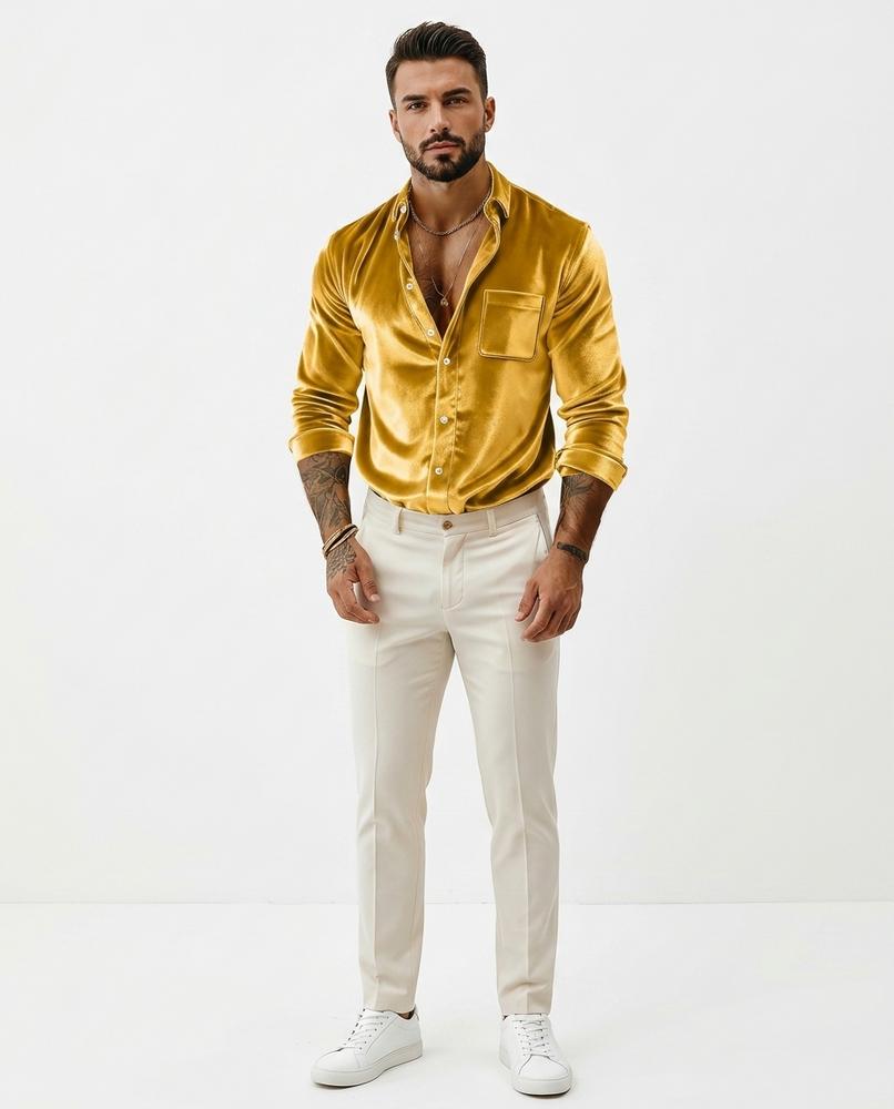 Ulla Fashion - Cados | Langärmliges Samt Hemd Herren