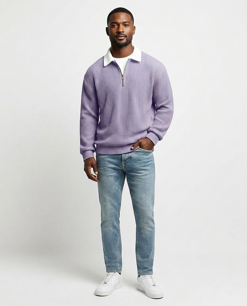 Ulla Fashion - Dugem | Gewaffelt Langärmelig Pullover Herren