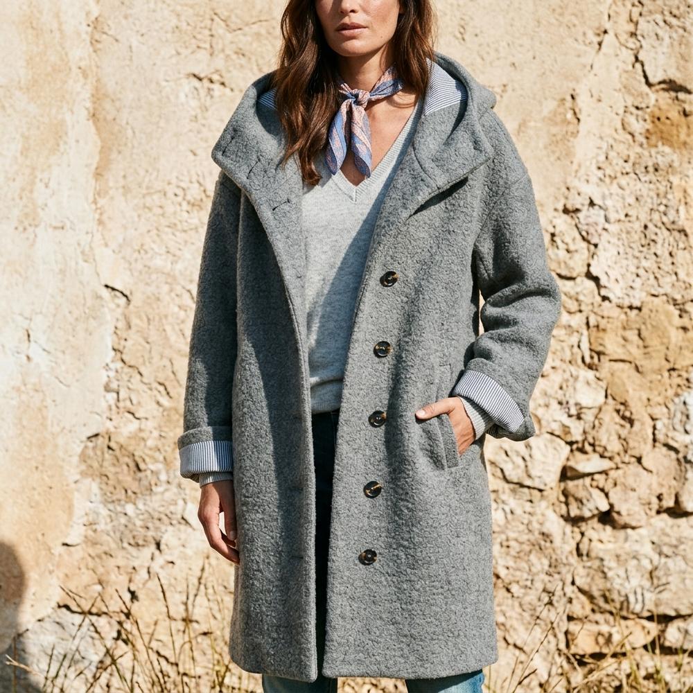 Ulla Fashion - Tilev | Geknöpfter Kapuzen Mantel