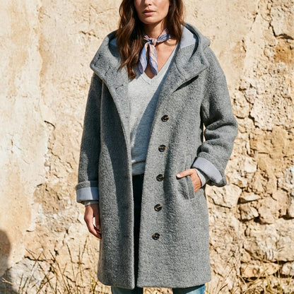 Ulla Fashion - Tilev | Geknöpfter Kapuzen Mantel