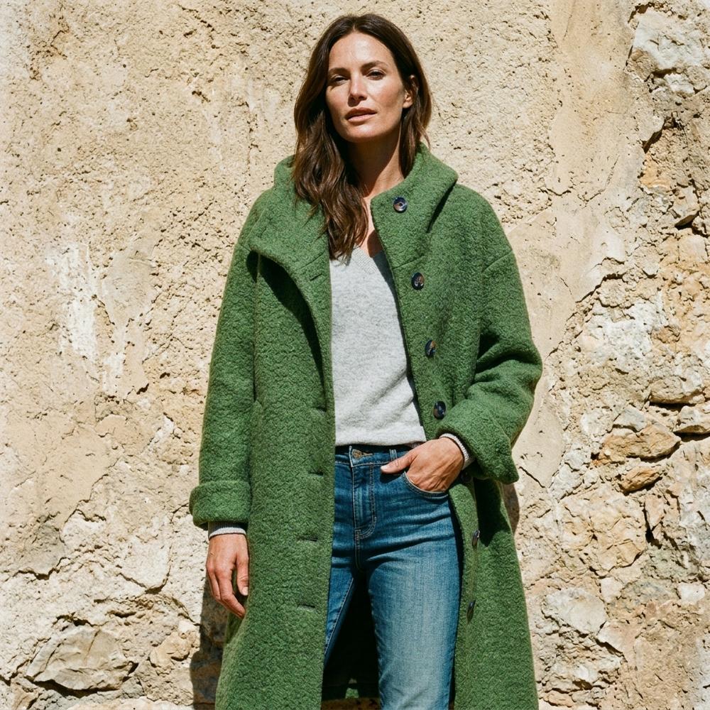Ulla Fashion - Tilev | Geknöpfter Kapuzen Mantel