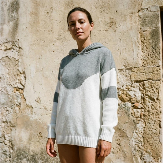 Ulla Fashion - Vavan | Gestrickter Farbgeblockter Hoodie