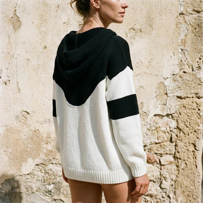 Ulla Fashion - Vavan | Gestrickter Farbgeblockter Hoodie