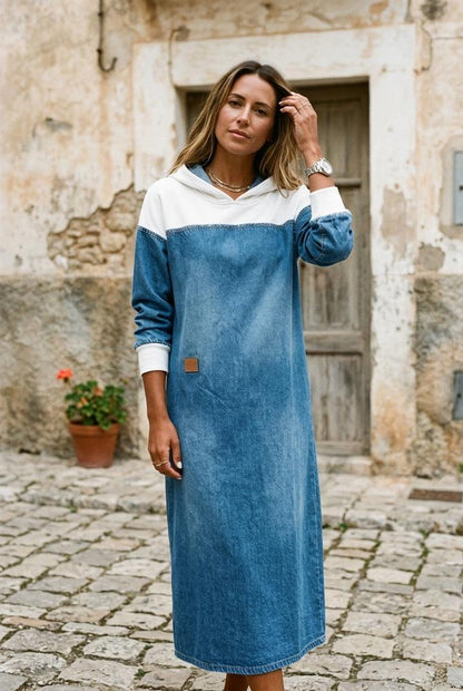 Ulla Fashion - Eldar | Zweifarbiges Langärmliges Kleid
