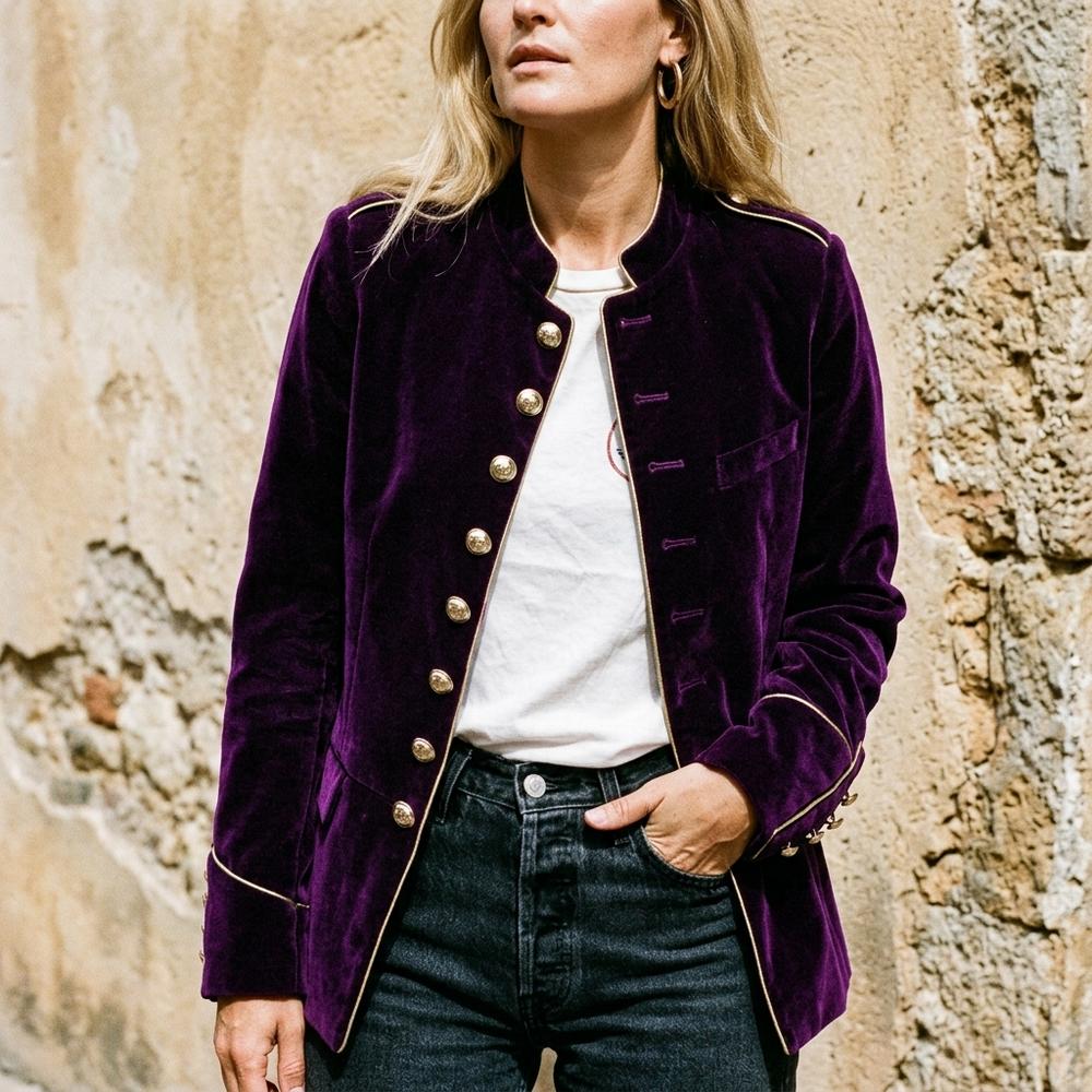 Ulla Fashion - Cakar | Samtene Paspelierte Jacke