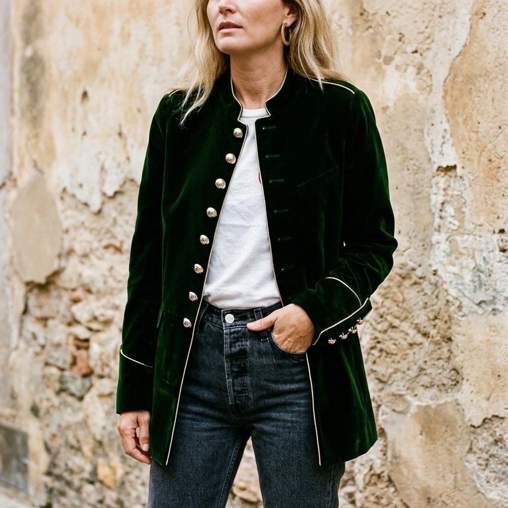 Ulla Fashion - Cakar | Samtene Paspelierte Jacke