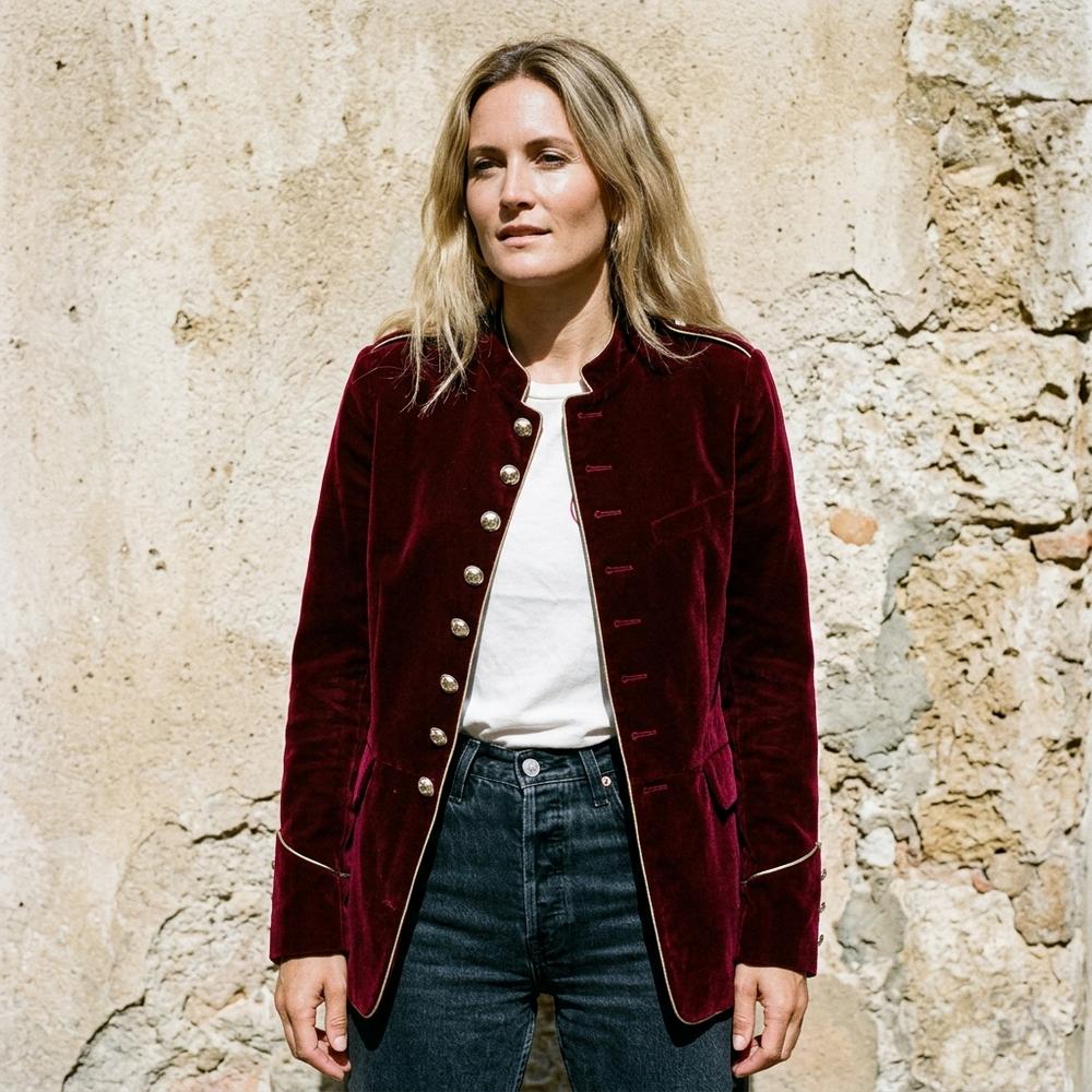 Ulla Fashion - Cakar | Samtene Paspelierte Jacke