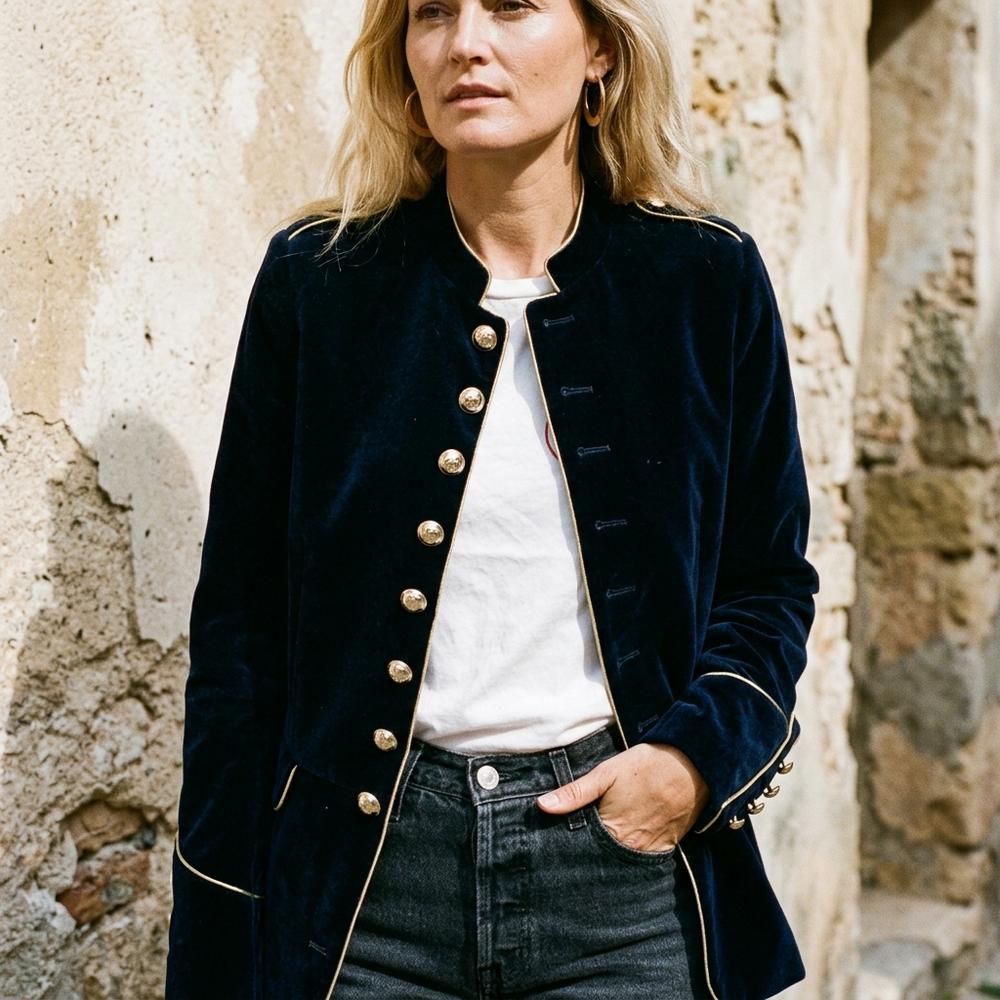 Ulla Fashion - Cakar | Samtene Paspelierte Jacke