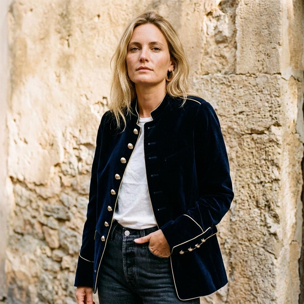 Ulla Fashion - Cakar | Samtene Paspelierte Jacke