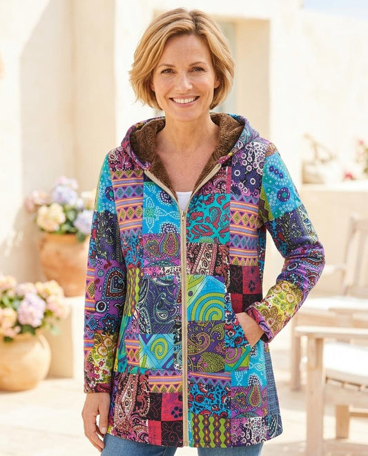 Ulla Fashion - Nikar | Gemusterter Gefütterter Mantel Damen