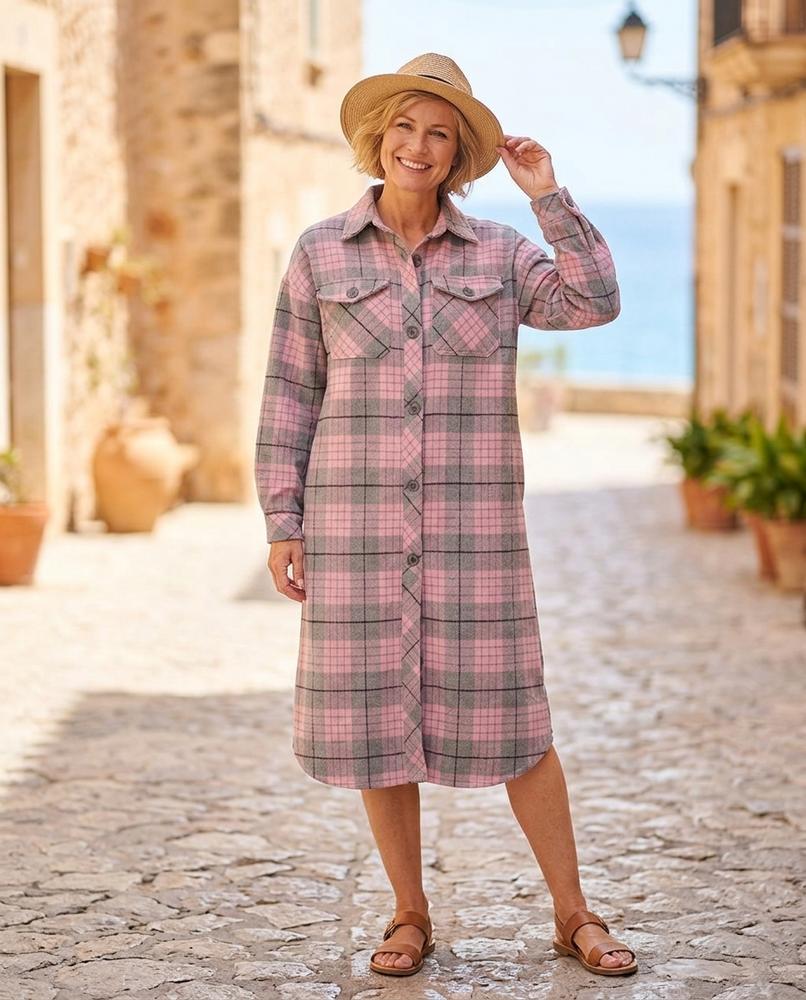 Ulla Fashion - Sadar | Karierter Langgeschnittener Mantel Damen