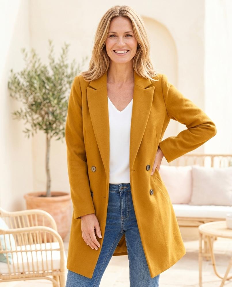 Ulla Fashion - Lysil | Zweireihiger Taillenloser Mantel Damen