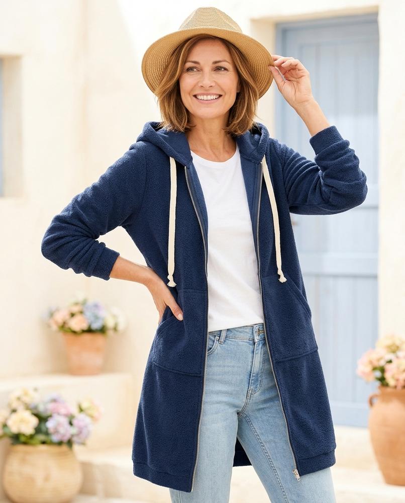 Ulla Fashion - Riven | Langer Sweatstoff Hoodie Damen