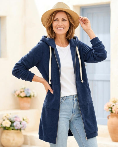 Ulla Fashion - Riven | Langer Sweatstoff Hoodie Damen