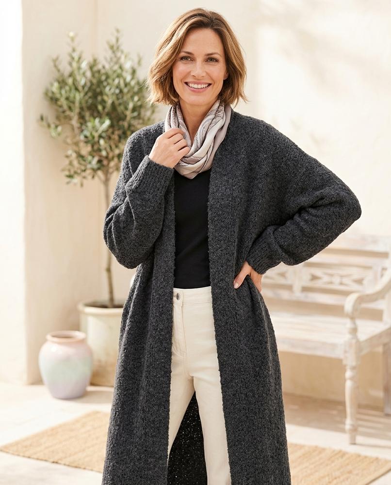 Ulla Fashion - Lesen | Langer Gestrickter Cardigan Damen