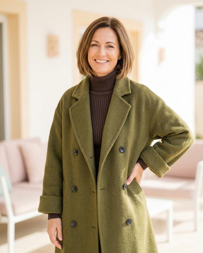 Ulla Fashion - Misil | Zweireihiger Wollartiger Mantel Damen