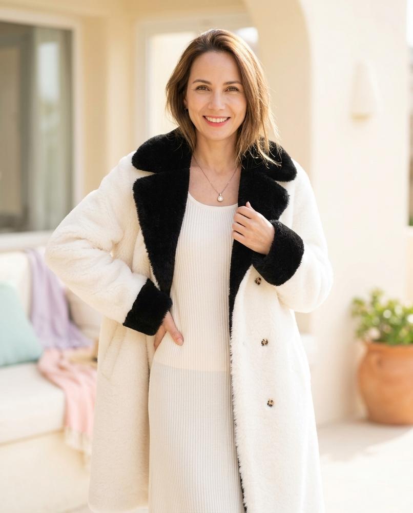Ulla Fashion - Ladar | Flauschig Zweifarbig Mantel Damen