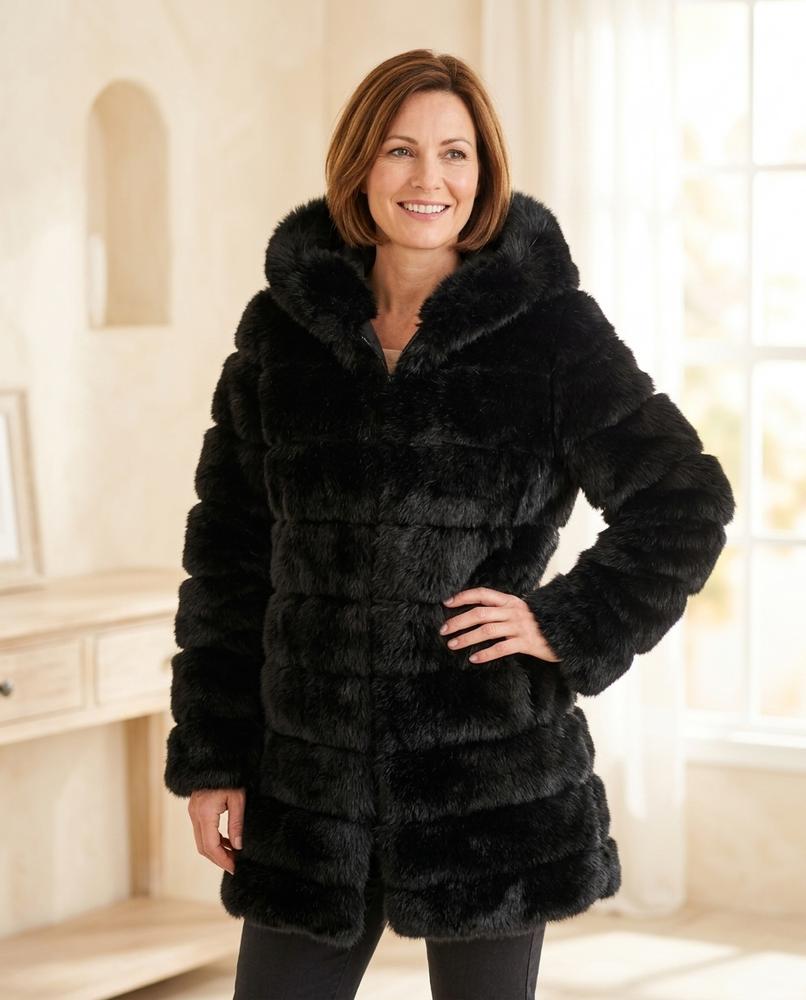 Ulla Fashion - Vezan | Plüschiger Gefütterter Mantel Damen