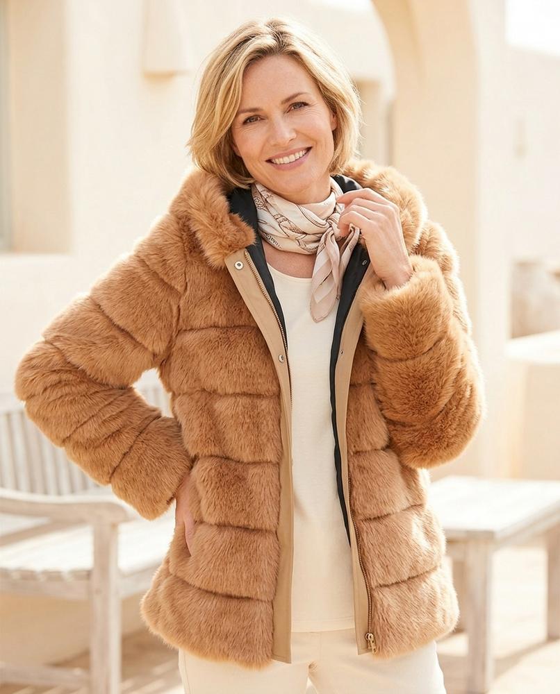 Ulla Fashion - Vezan | Plüschiger Gefütterter Mantel Damen