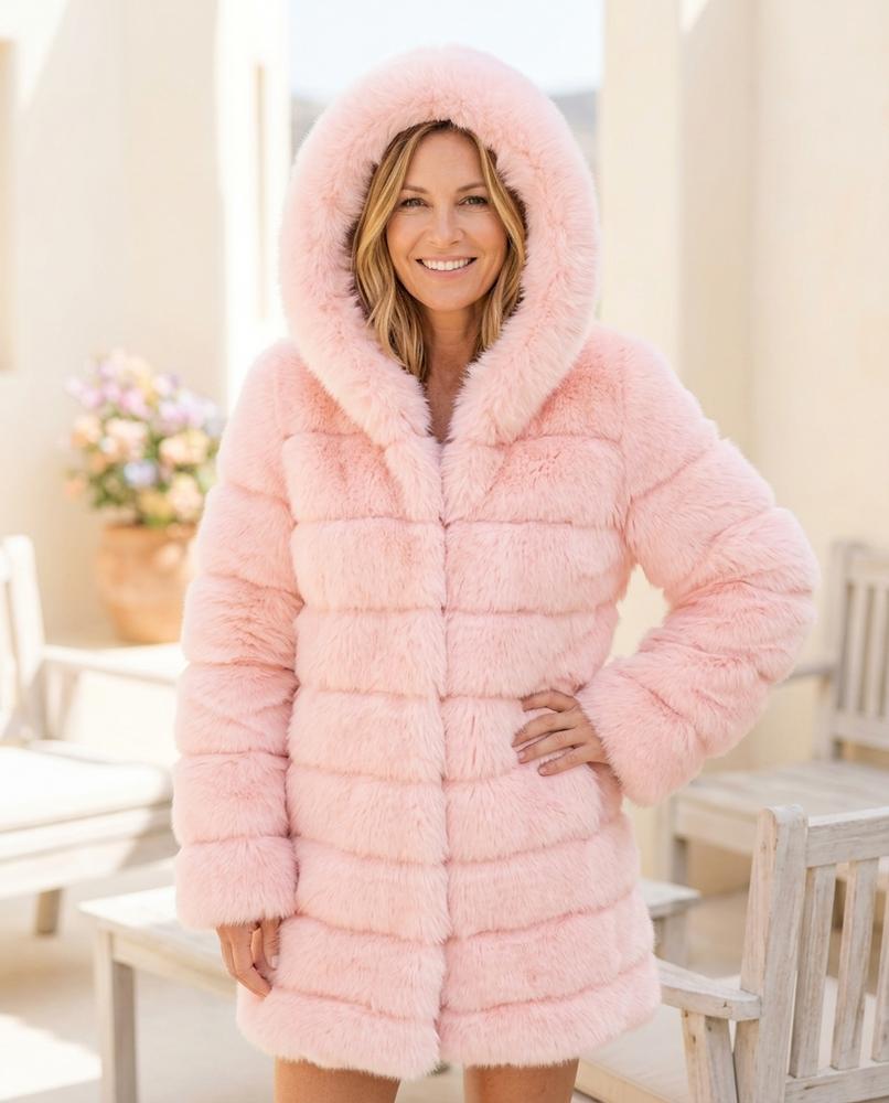 Ulla Fashion - Vezan | Plüschiger Gefütterter Mantel Damen
