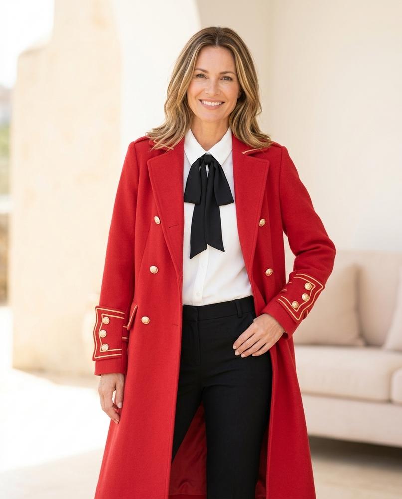 Ulla Fashion - Sevar | Zweireihiger Verzierter Mantel Damen