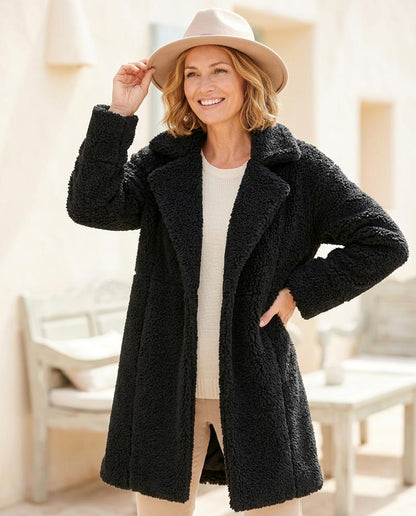 Ulla Fashion - Nizan | Plüschiger Weit Geschnittener Mantel Damen
