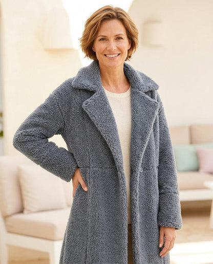 Ulla Fashion - Nizan | Plüschiger Weit Geschnittener Mantel Damen