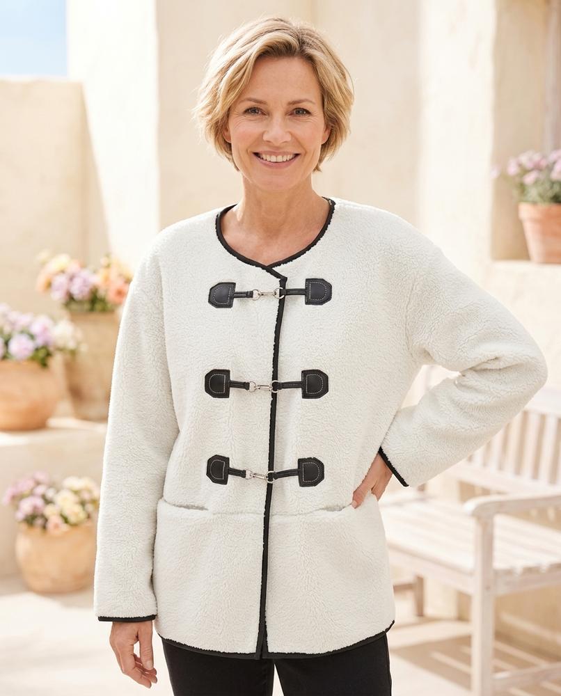 Ulla Fashion - Cavel | Plüschig Kragenlos Jacke Damen
