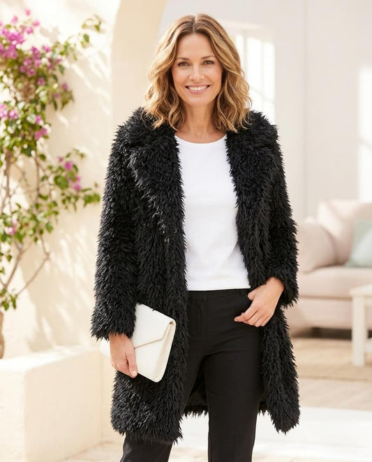 Ulla Fashion - Vehal | Langhaarig Verschlusslos Mantel Damen