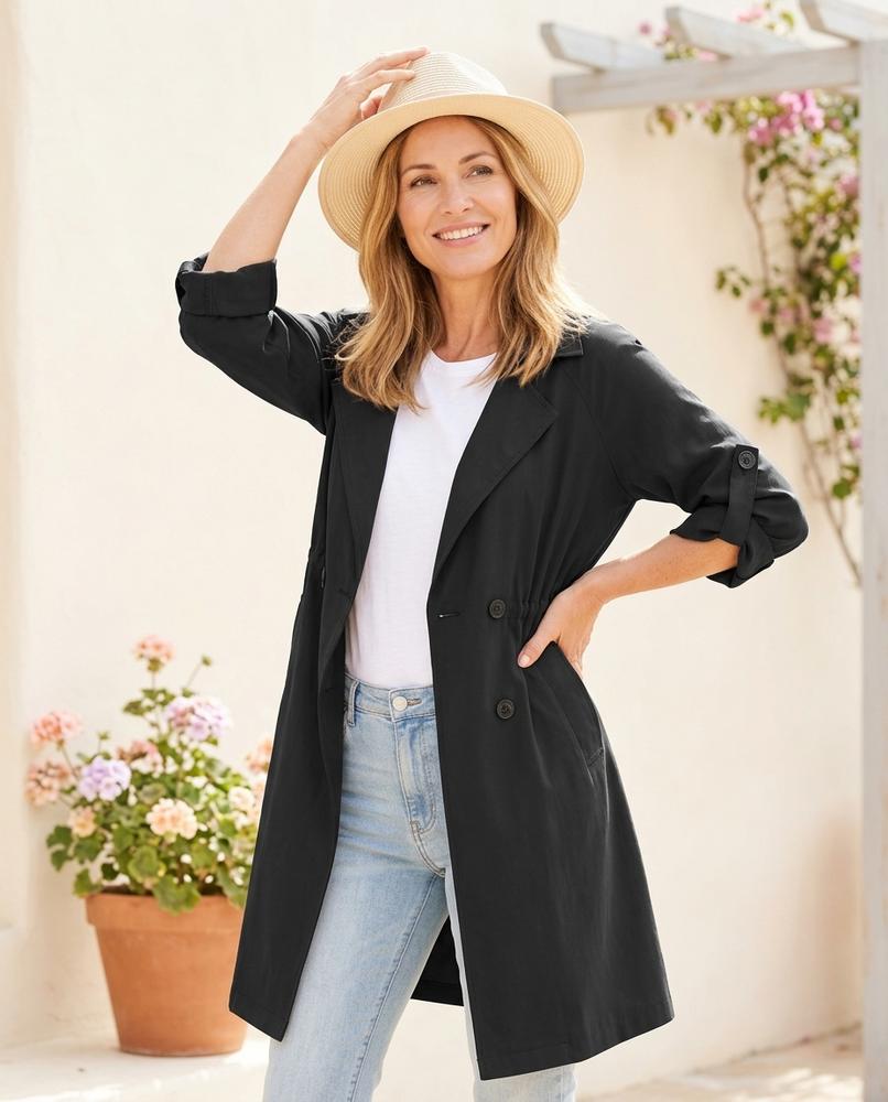 Ulla Fashion - Alrev | Taillenregulierbarer Krempelärmeliger Mantel Damen