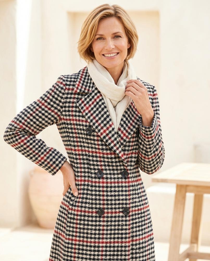 Ulla Fashion - Yolan | Kariert Zweireihig Mantel Damen