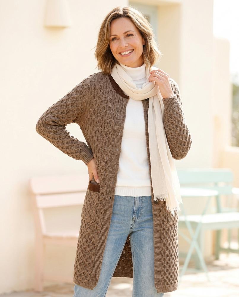 Ulla Fashion - Dasan | Strukturiert Lang Cardigan Damen