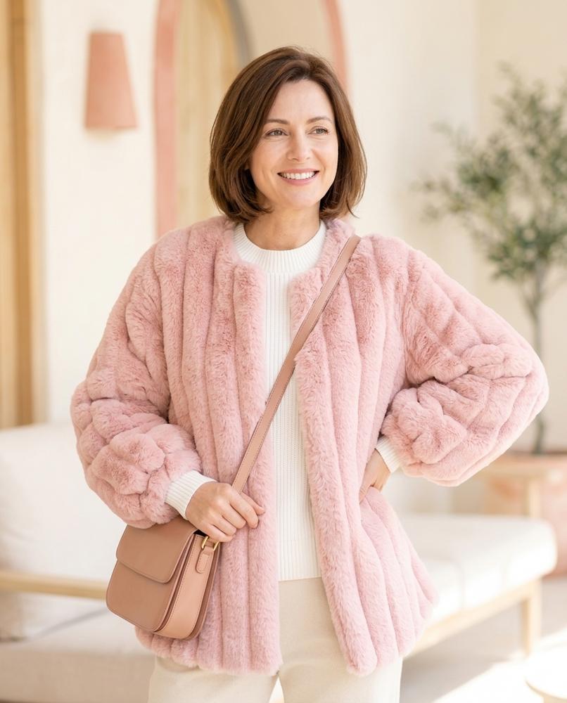Ulla Fashion - Vamar | Flauschig Hochschließend Mantel Damen
